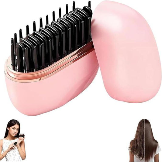 Mini Portable Hair Straightener, Rechargeable Portable Hair Straightener Brush Head, Three-Speed ​​Control with Rapid Heating Technology, Anti-Scalding Shell, Suitable for Family Travel